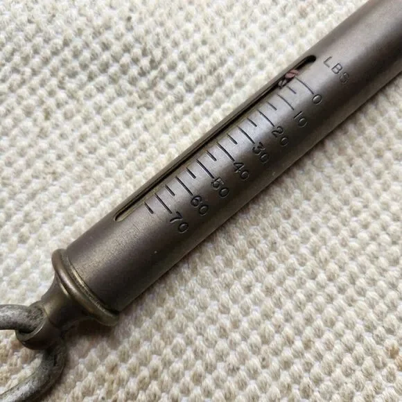 CHATILLON 75 LB Tube Hook Vertical Scale Made in NY USA Functional 13.5" Brass - Picture 2 of 6